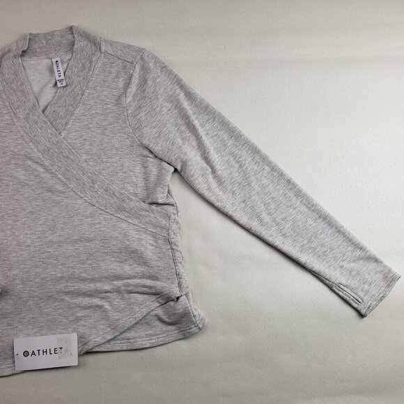 Athleta Poise Wrap Sweatshirt Womens 1X Gray Long Sleeve V Neck Soft Top NEW - Picture 4 of 15
